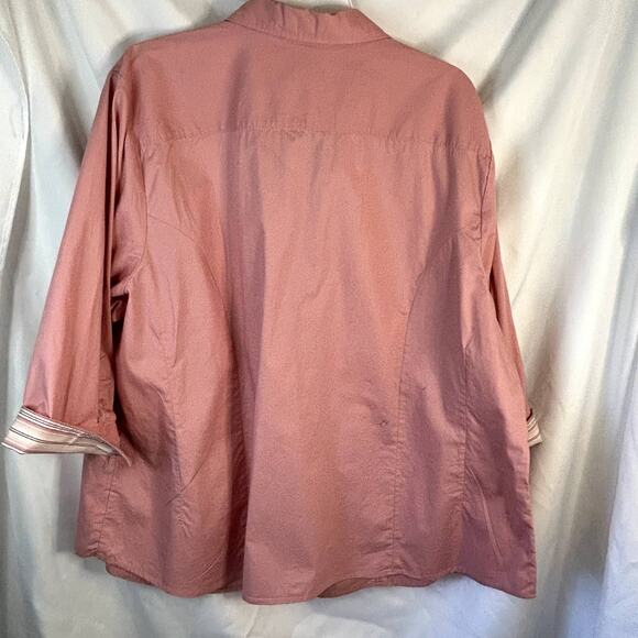 Riders Size 3X Pink Women's top button-down blouse Instantly Slims You - Picture 6 of 8